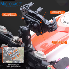 Microcase 360 Derece Dönen Titreşim Önleyici Metal Motosiklet Bisiklet Scooter Telefon Tutucu - AL5073