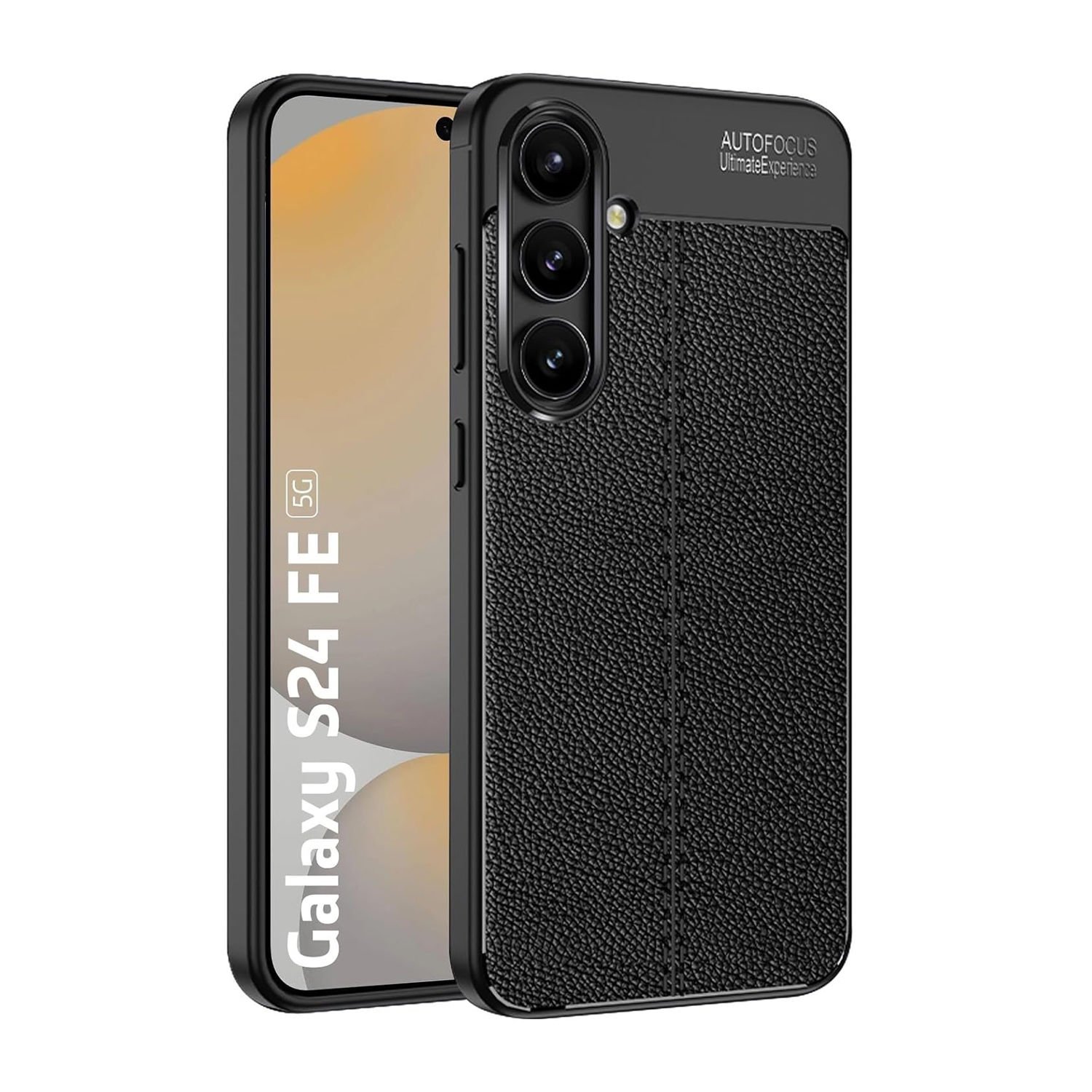 Microcase Samsung Galaxy S24 FE ile Uyumlu Leather Serisi Deri Efekt Silikon Kılıf - Siyah Al3337