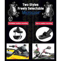 Microcase 360 Derece Dönen Titreşim Önleyici Metal Motosiklet Bisiklet Scooter Telefon Tutucu - AL5074