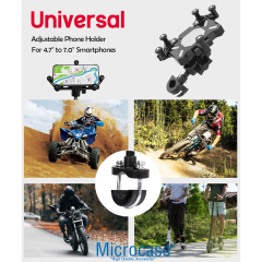 Microcase 360 Derece Dönen Titreşim Önleyici Metal Motosiklet Bisiklet Scooter Telefon Tutucu - AL5074