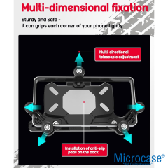 Microcase 360 Derece Dönen Titreşim Önleyici Metal Motosiklet Bisiklet Scooter Telefon Tutucu - AL5074