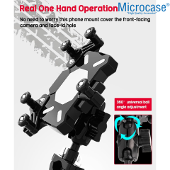 Microcase 360 Derece Dönen Titreşim Önleyici Metal Motosiklet Bisiklet Scooter Telefon Tutucu - AL5074