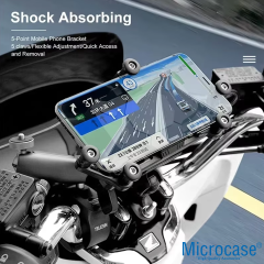 Microcase 360 Derece Dönen Titreşim Önleyici Metal Motosiklet Bisiklet Scooter Telefon Tutucu - AL5074