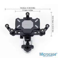 Microcase 360 Derece Dönen Titreşim Önleyici Metal Motosiklet Bisiklet Scooter Telefon Tutucu - AL5074