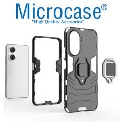 Microcase Huawei Nova 10 SE Batman Serisi Yüzük Standlı Armor Kılıf - Siyah AL3349