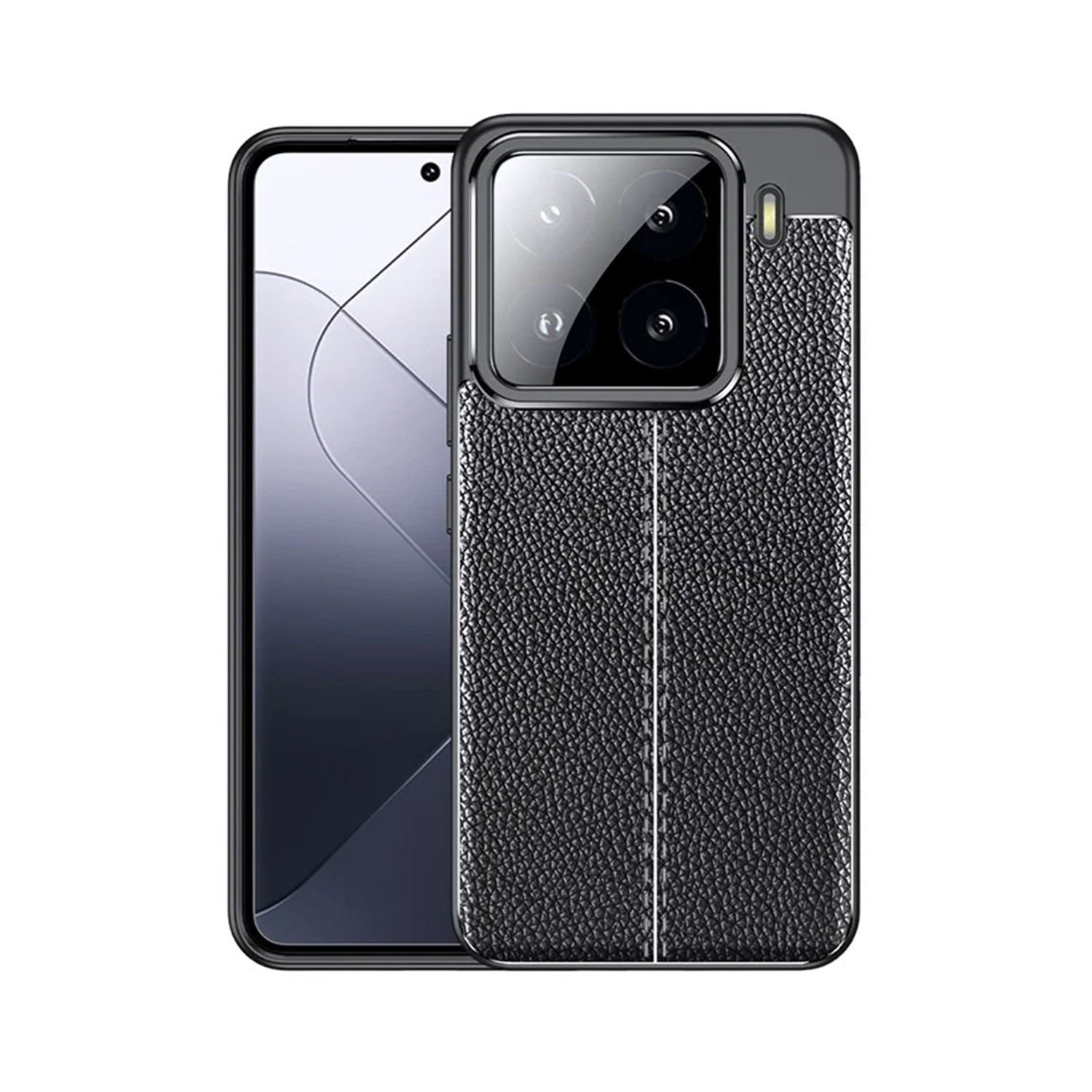 Microcase Xiaomi 15 Pro ile Uyumlu Leather Serisi Deri Efekt Silikon Kılıf - Siyah Al3337