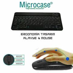 Microcase TCL TAB 11  Tablet için  Kapitone Tablet Çanta + Bluetooth Klavye + Mouse + Tablet Standı - AL8123