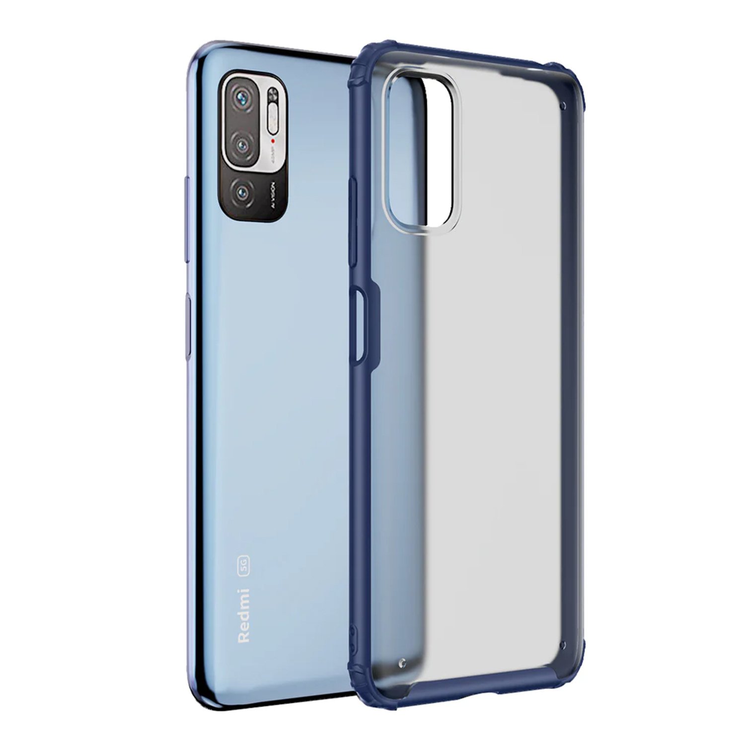 Microcase Xiaomi Redmi Note 10 5G Luna Serisi Köşe Korumalı Sert Rubber Kılıf - Mavi