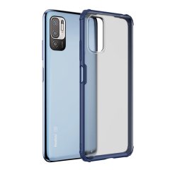 Microcase Xiaomi Redmi Note 10 5G Luna Serisi Köşe Korumalı Sert Rubber Kılıf - Mavi