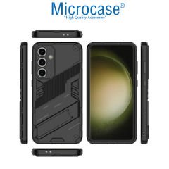 Microcase Samsung Galaxy S24 FE Matrix Serisi Armor Standlı Perfect Koruma Kılıf - Siyah Al3416