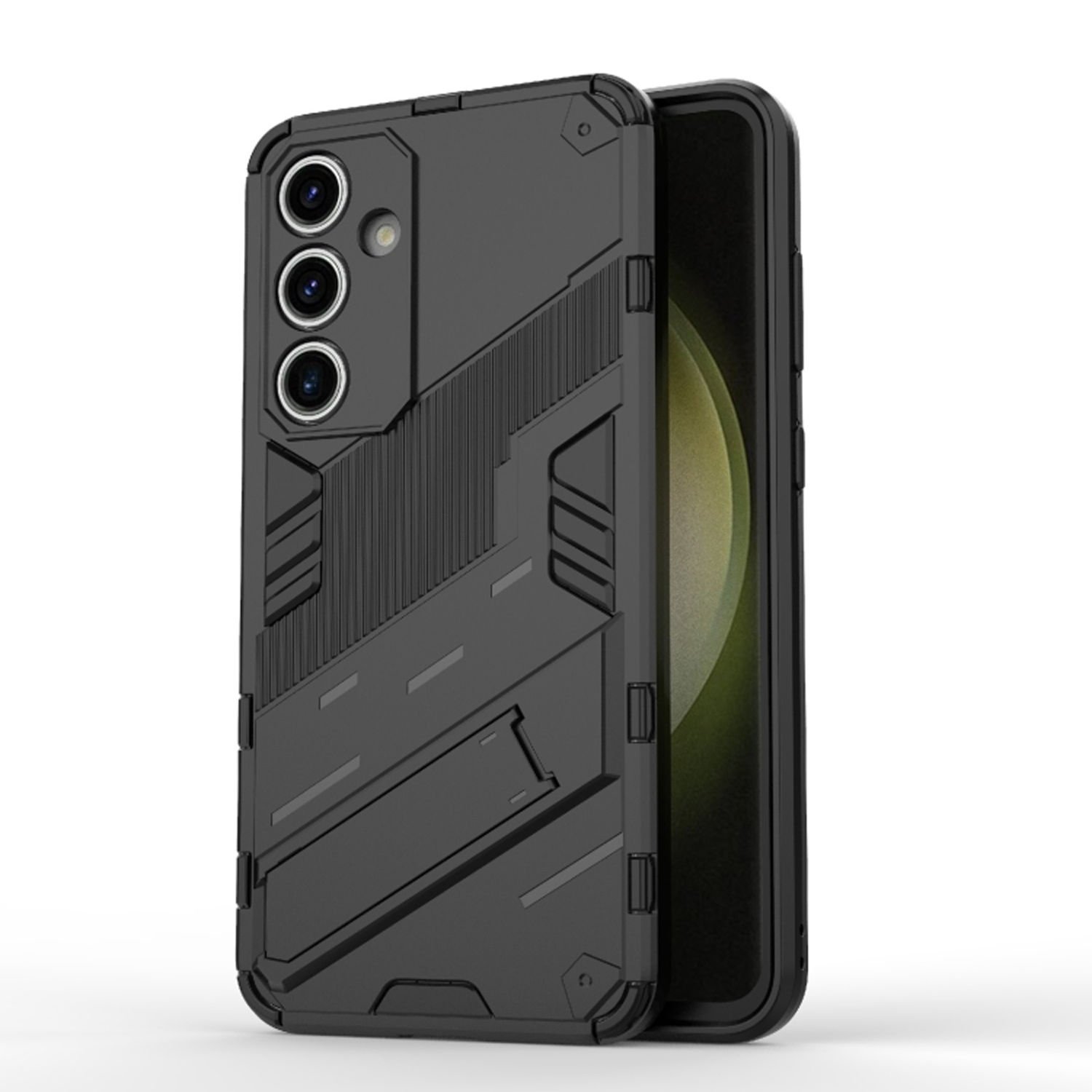 Microcase Samsung Galaxy S24 FE Matrix Serisi Armor Standlı Perfect Koruma Kılıf - Siyah Al3416