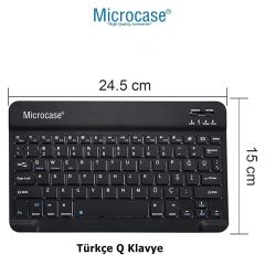 Microcase Apple iPad Air 11 M3 2025 Tablet Uyumlu Tablet Çanta+Türkçe Bluetooth Klavye+Mouse+Tablet Standı-Siyah AL8128