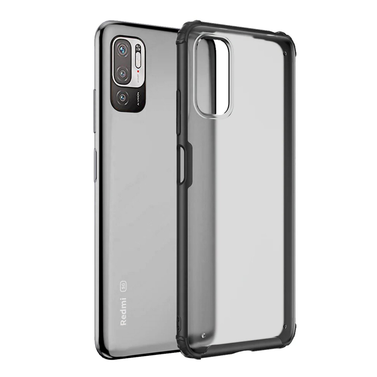 Microcase Xiaomi Redmi Note 10T 5G Luna Serisi Köşe Korumalı Sert Rubber Kılıf - Siyah
