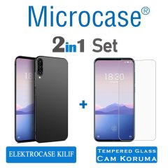 Microcase Meizu 16Xs Elektrocase Serisi Silikon Kılıf Siyah + Tempered Glass Cam Koruma (SEÇENEKLİ)