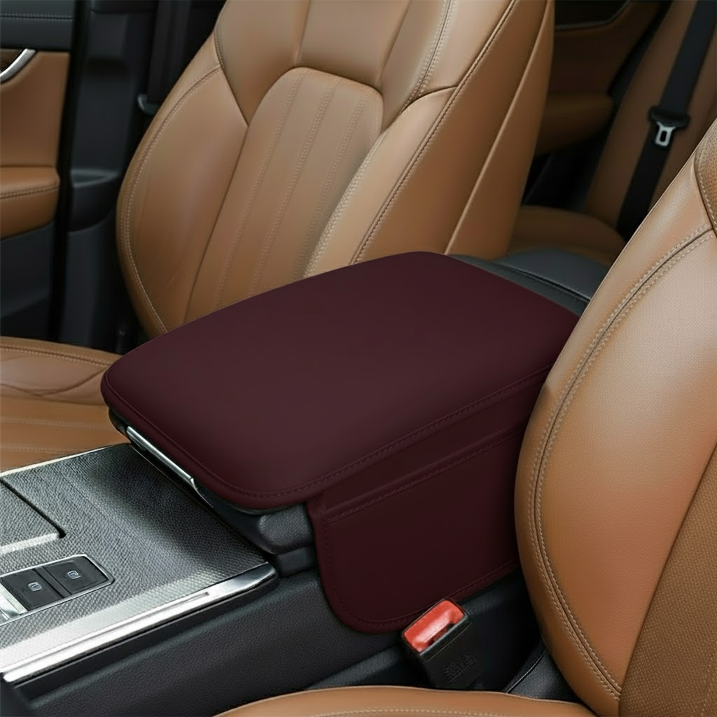 Microcase Araç Merkezi Konsol Kapağı Düz Deri Araç Kol Dayama Yastığı Depolama Cepli - AL4669