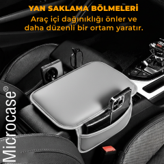 Microcase Araç Merkezi Konsol Kapağı Düz Deri Araç Kol Dayama Yastığı Depolama Cepli - AL4669