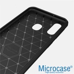 Microcase Samsung Galaxy M10s Brushed Carbon Fiber Silikon Kılıf - Siyah