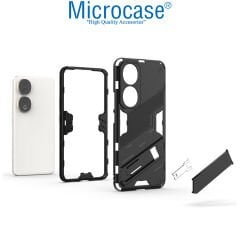 Microcase Honor 90 Matrix Serisi Armor Standlı Perfect Koruma Kılıf - Siyah AL3416