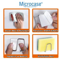 Microcase Güçlü Yapışkanlı Metal Banyo Mutfak Eşya Havlu Vb Ürün Askılığı AL4467 - 1  Adet Gümüş
