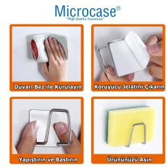 Microcase Güçlü Yapışkanlı Metal Banyo Mutfak Eşya Havlu Vb Ürün Askılığı AL4467 - 2  Adet Gümüş
