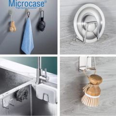 Microcase Güçlü Yapışkanlı Metal Banyo Mutfak Eşya Havlu Vb Ürün Askılığı AL4467 - 2  Adet Gümüş