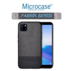 Microcase Huawei Y5P - Honor 9S Fabrik Serisi Kumaş ve Deri Desen Kılıf (SEÇENEKLİ) Gri
