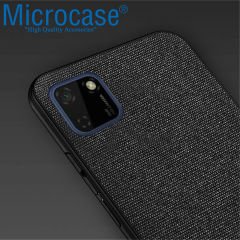 Microcase Huawei Y5P - Honor 9S Fabrik Serisi Kumaş ve Deri Desen Kılıf (SEÇENEKLİ) Gri