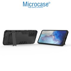 Microcase Samsung Galaxy S20 Alfa Serisi Armor Standlı Perfect Koruma Kılıf - Siyah