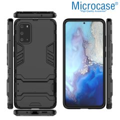 Microcase Samsung Galaxy S20 Alfa Serisi Armor Standlı Perfect Koruma Kılıf - Siyah