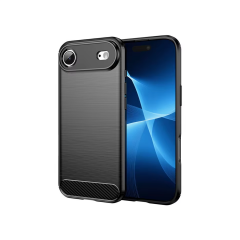 Microcase ıPhone 17 Air ile Uyumlu Brushed Carbon Fiber Silikon Kılıf - Siyah AL3332