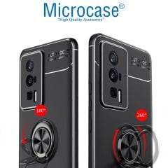Microcase Xiaomi Redmi K60e Focus Serisi Yüzük Standlı Silikon Kılıf - Siyah AL3363