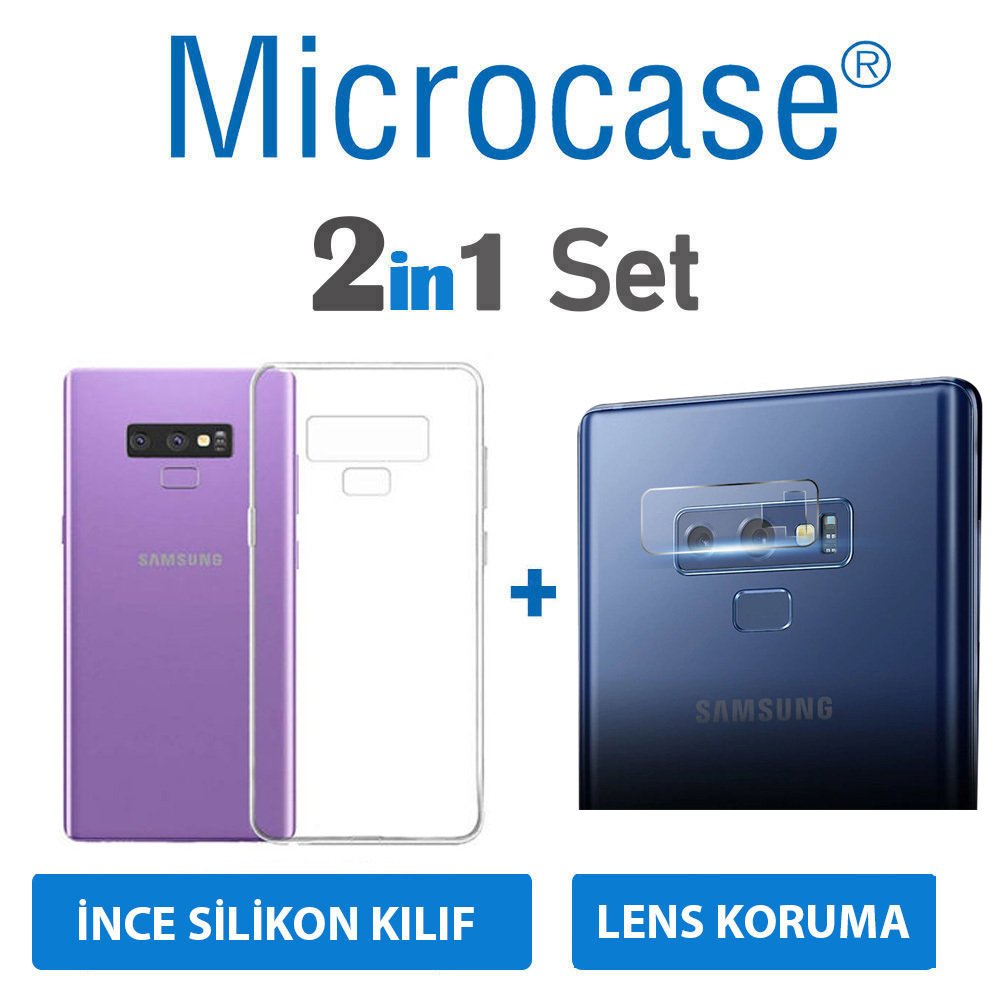 Samsung Galaxy Note 9 İnce Silikon Kılıf + Kamera Lens Koruyucu