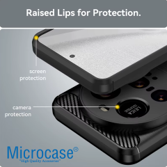 Microcase Xiaomi 15 Ultra ile Uyumlu Brushed Carbon Fiber Silikon Kılıf - Siyah AL3332