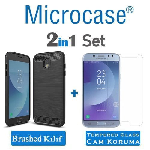 Microcase Samsung J5 Pro Brushed Silikon Kılıf + Ekran Koruma