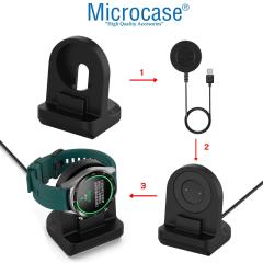 Microcase Huawei Watch GT Runner için Silikon Şarj Standı Siyah - AL2417