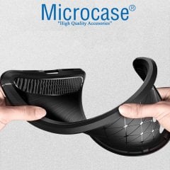Microcase Realme 6 Brushed Carbon Fiber Silikon Kılıf - Siyah