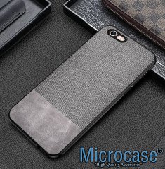 Microcase iPhone 6 - iPhone 6s Fabrik Serisi Kumaş ve Deri Desen Kılıf - Gri