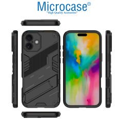 Microcase Iphone 16 Matrix Serisi Armor Standlı Perfect Koruma Kılıf - Siyah Al3416
