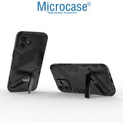 Microcase Iphone 16 Matrix Serisi Armor Standlı Perfect Koruma Kılıf - Siyah Al3416