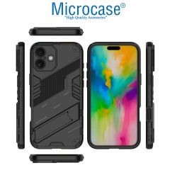 Microcase Iphone 16 Plus Matrix Serisi Armor Standlı Perfect Koruma Kılıf - Siyah Al3416