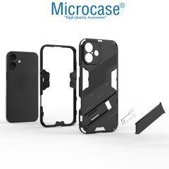 Microcase Iphone 16 Plus Matrix Serisi Armor Standlı Perfect Koruma Kılıf - Siyah Al3416