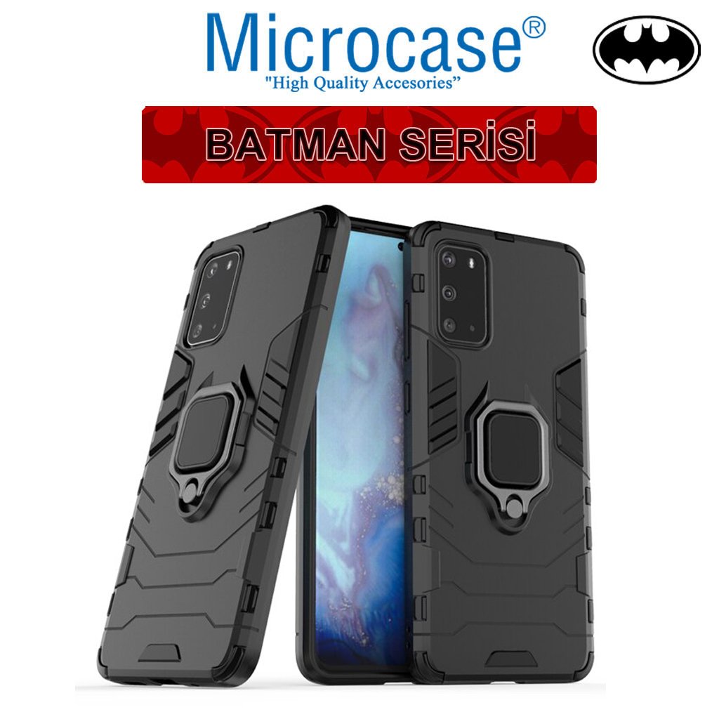 Microcase Samsung Galaxy S20 Batman Serisi Yüzük Standlı Armor Kılıf - Siyah