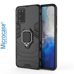 Microcase Samsung Galaxy S20 Batman Serisi Yüzük Standlı Armor Kılıf - Siyah