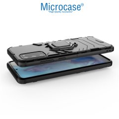 Microcase Samsung Galaxy S20 Batman Serisi Yüzük Standlı Armor Kılıf - Siyah