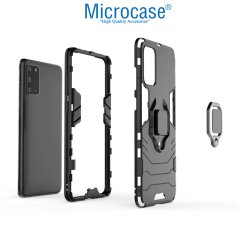 Microcase Samsung Galaxy S20 Batman Serisi Yüzük Standlı Armor Kılıf - Siyah