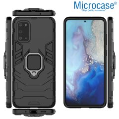 Microcase Samsung Galaxy S20 Batman Serisi Yüzük Standlı Armor Kılıf - Siyah