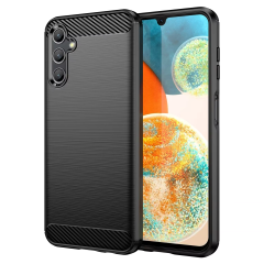 Microcase Samsung Galaxy A26 5G ile Uyumlu Brushed Carbon Fiber Silikon Kılıf - Siyah AL3332