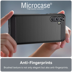 Microcase Samsung Galaxy A26 5G ile Uyumlu Brushed Carbon Fiber Silikon Kılıf - Siyah AL3332