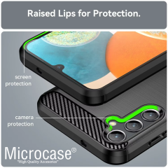 Microcase Samsung Galaxy A26 5G ile Uyumlu Brushed Carbon Fiber Silikon Kılıf - Siyah AL3332