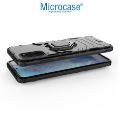 Microcase Samsung Galaxy S20 Plus Batman Serisi Yüzük Standlı Armor Kılıf - Siyah